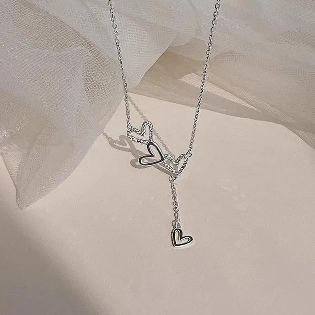 "Luminous Love" Silver Hearts Necklace