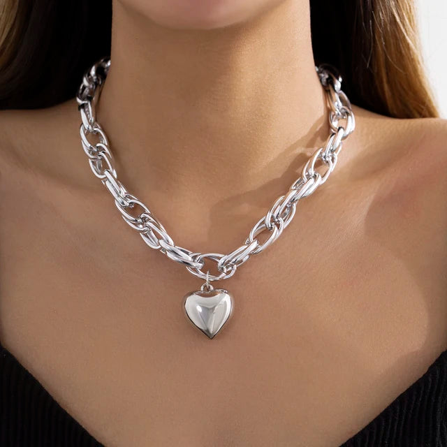 "Bold Elegance" Chunky Heart Pendant Necklace