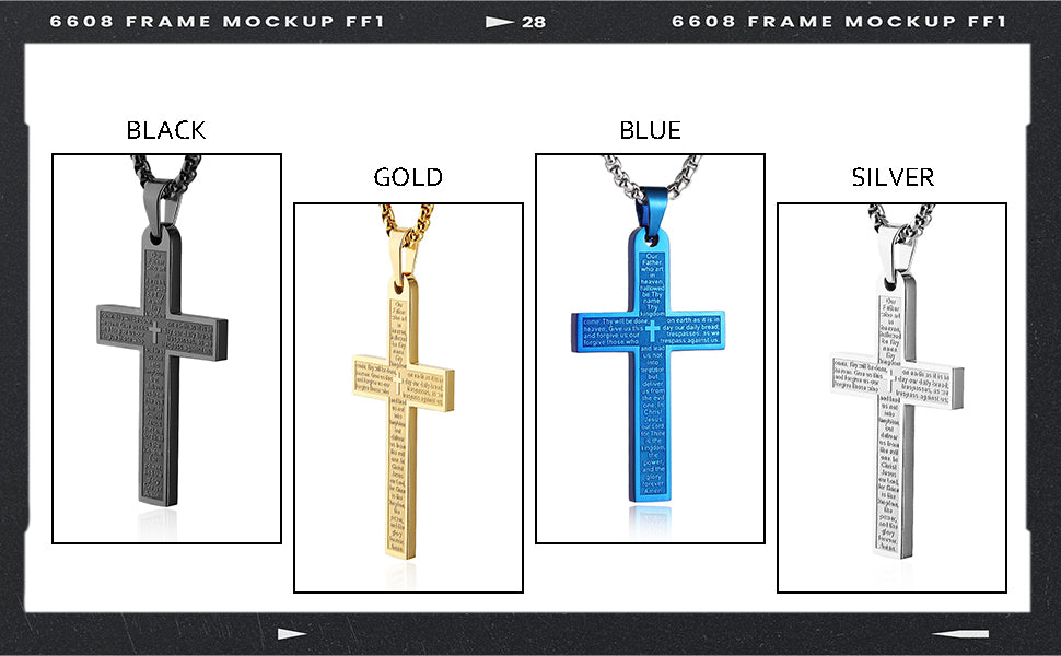 Stainless Steel Prayer Cross Chain Necklace