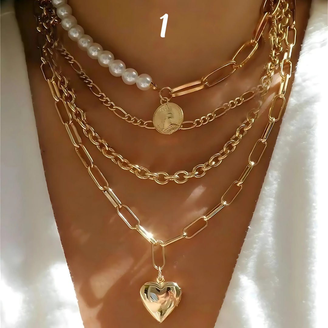 14K GOLD PLATED LAYERED NECKLACES