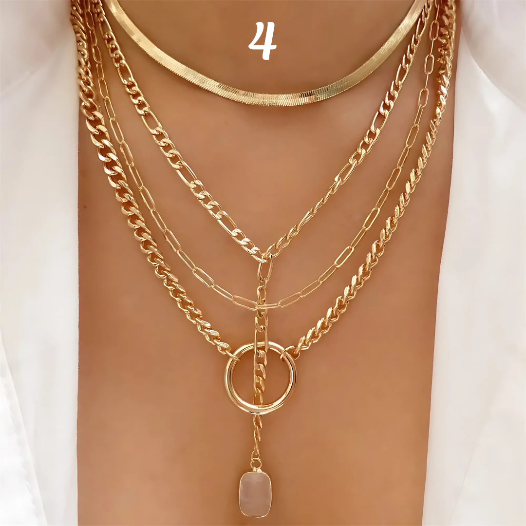 14K GOLD PLATED LAYERED NECKLACES