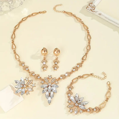 14K Gold Plated Complete Rhinestone Jewelry Set