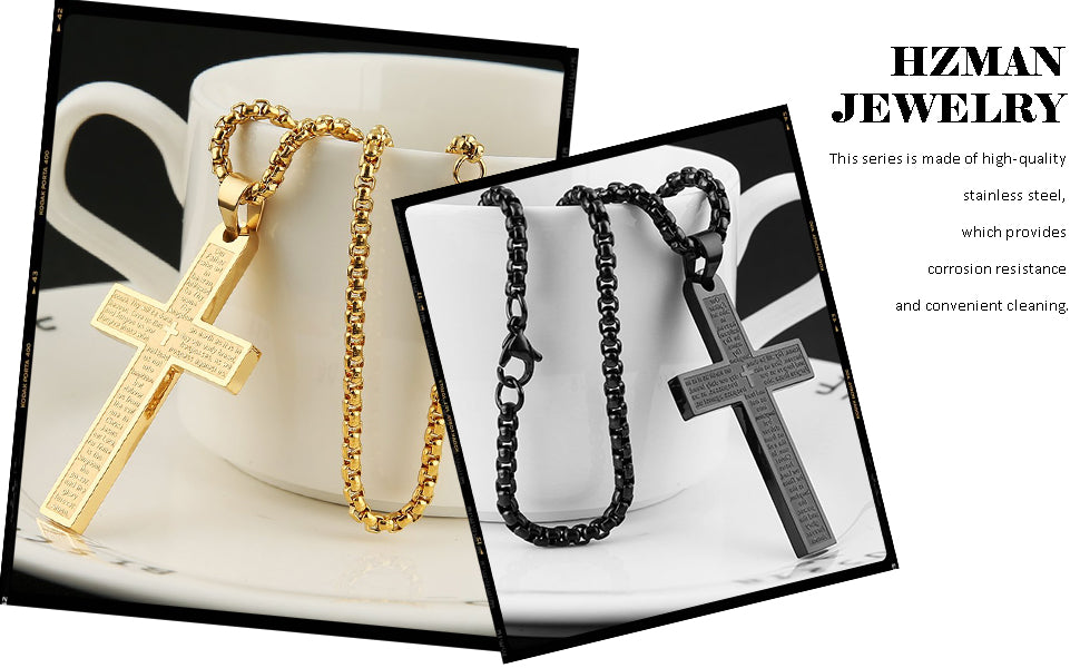 Stainless Steel Prayer Cross Chain Necklace