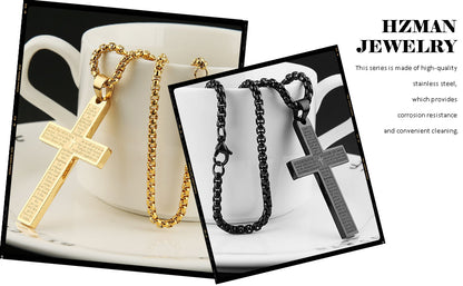 Stainless Steel Prayer Cross Chain Necklace