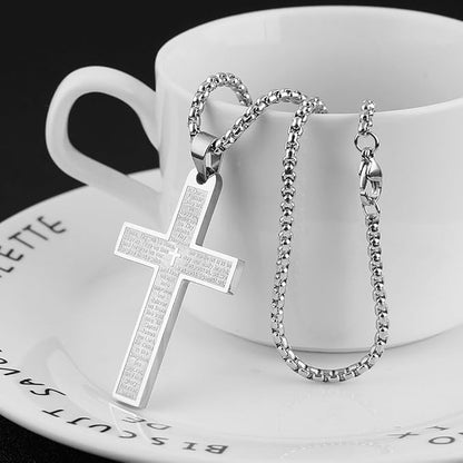 Stainless Steel Prayer Cross Chain Necklace