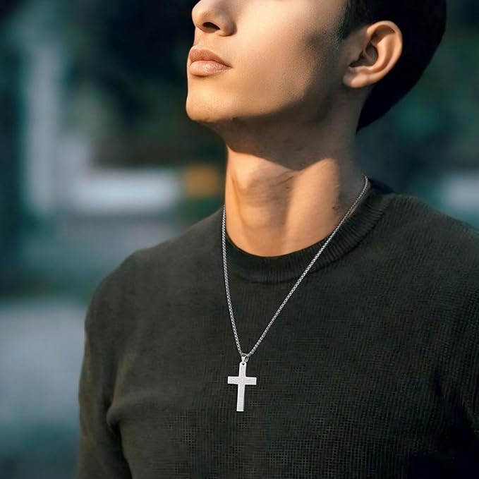 Stainless Steel Prayer Cross Chain Necklace