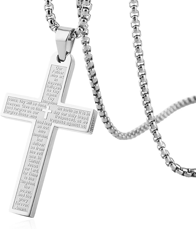 Stainless Steel Prayer Cross Chain Necklace