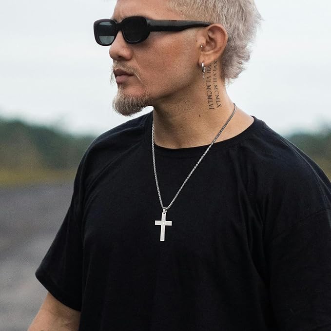 Stainless Steel Prayer Cross Chain Necklace