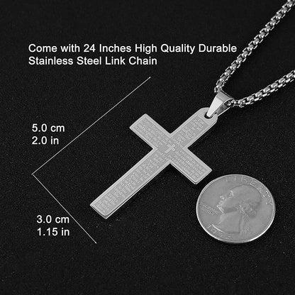 Stainless Steel Prayer Cross Chain Necklace