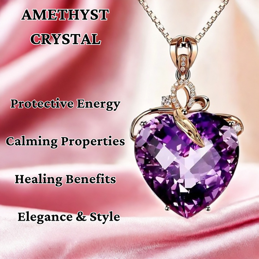 Gold Plated Amethyst Crystal Heart Necklace