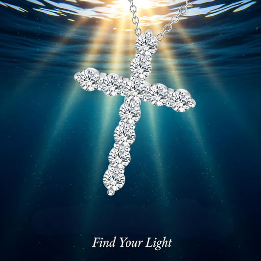 SILVER PLATED RHINESTONE CRYSTAL CROSS NECKLACE