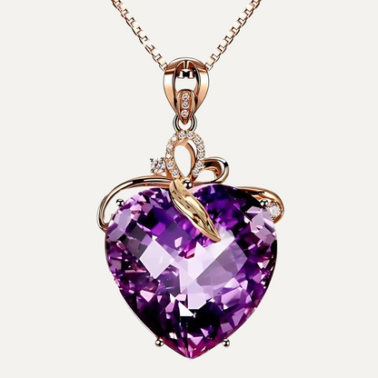 18K Gold Plated Amethyst Crystal Heart Necklace