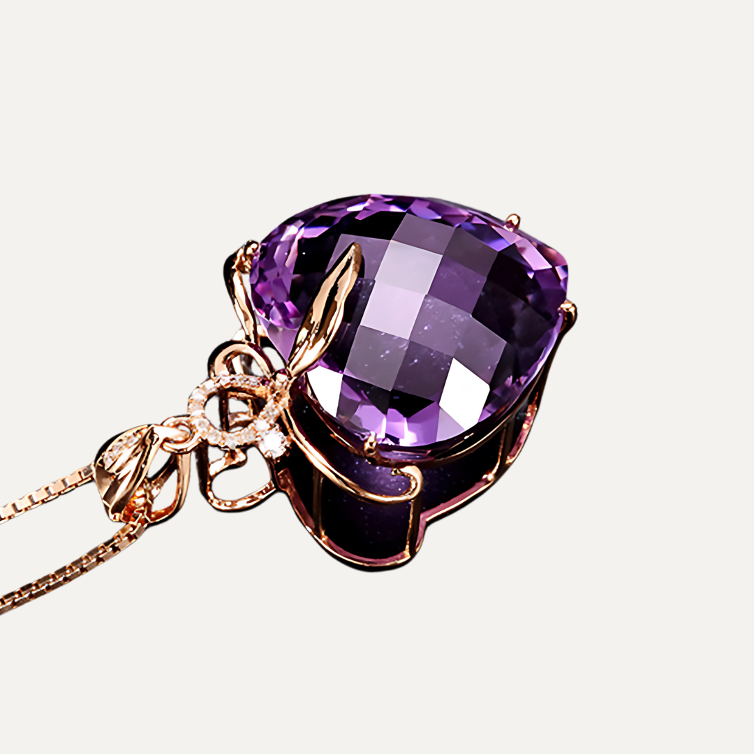 18K Gold Plated Amethyst Crystal Heart Necklace