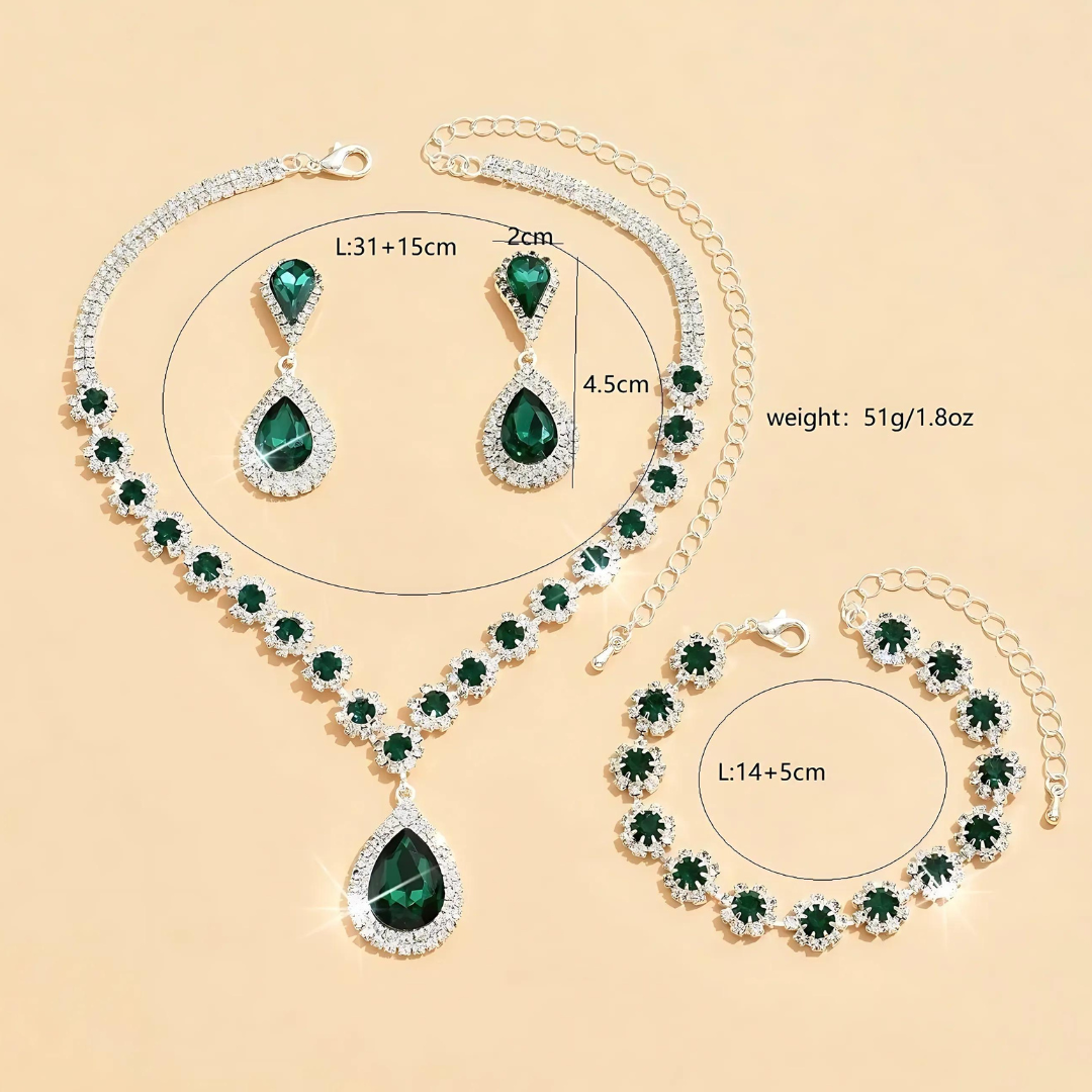 Rhinestone and Sapphire Gemstones Jewelry Set