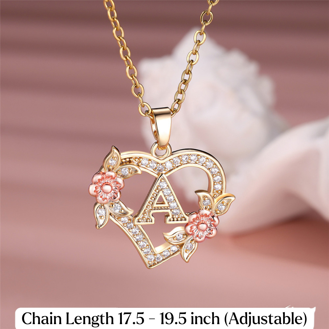 Gold Plated Rhinestone Letter Necklace