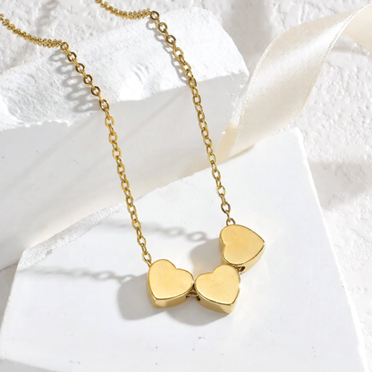 Triple Heart Gold Plated Necklace