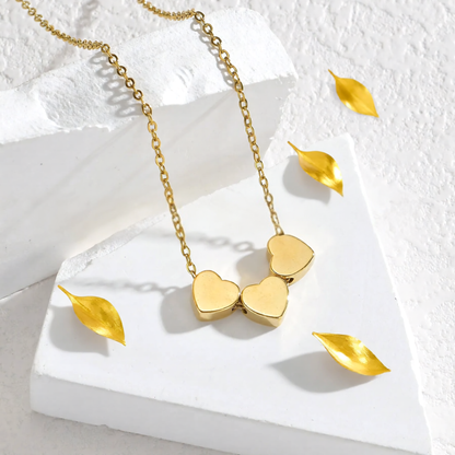 Triple Heart Gold Plated Necklace