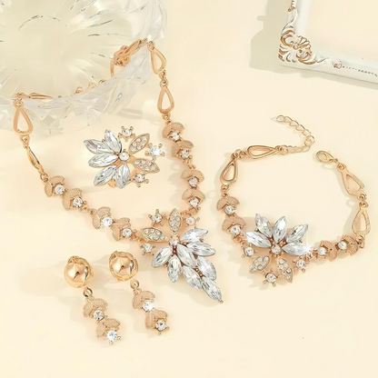 14K Gold Plated Complete Rhinestone Jewelry Set