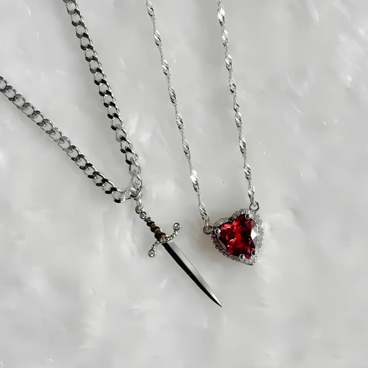 LoveShine™ Heart and Sword Necklace Set