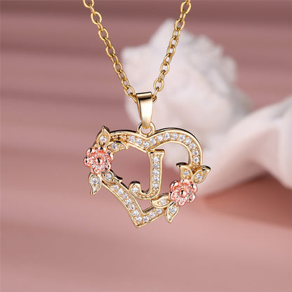 Gold Plated Rhinestone Letter Necklace