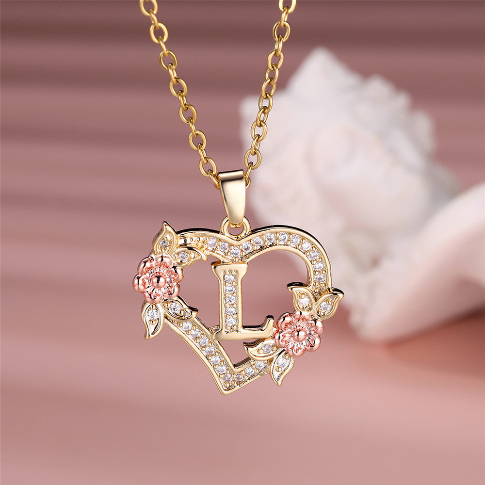 Gold Plated Rhinestone Letter Necklace