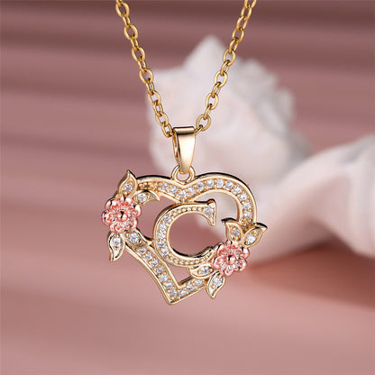 Gold Plated Rhinestone Letter Necklace