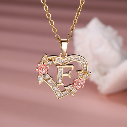 Gold Plated Rhinestone Letter Necklace