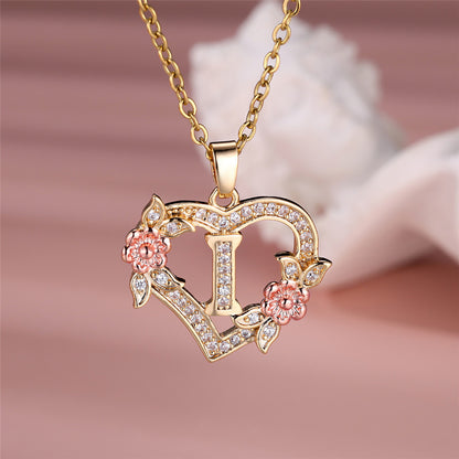 Gold Plated Rhinestone Letter Necklace