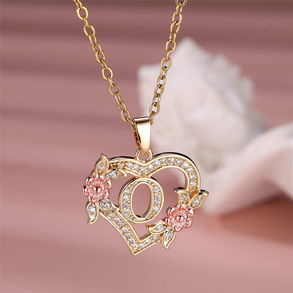 Gold Plated Rhinestone Letter Necklace