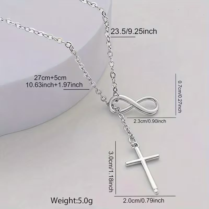 STAINLESS STEEL INFINITY CROSS NECKLACE