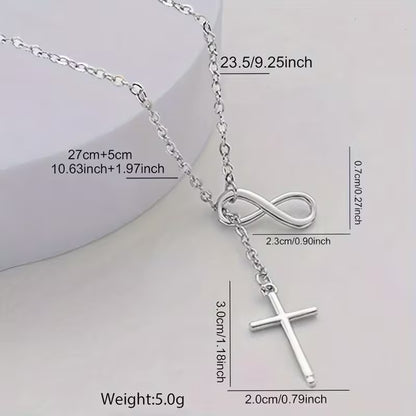 STAINLESS STEEL INFINITY CROSS NECKLACE