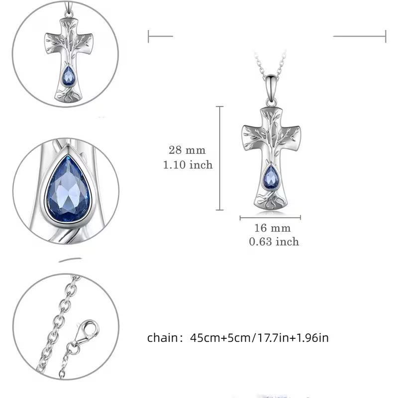 SILVER PLATED TREE OF LIFE CROSS PENDANT NECKLACE