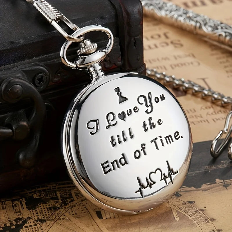 Engraved Message Stainless Steel Pocket Watch