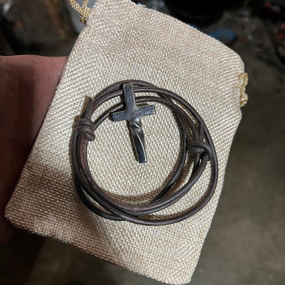 TWISTED COPPER LEATHER CORD NECKLACE