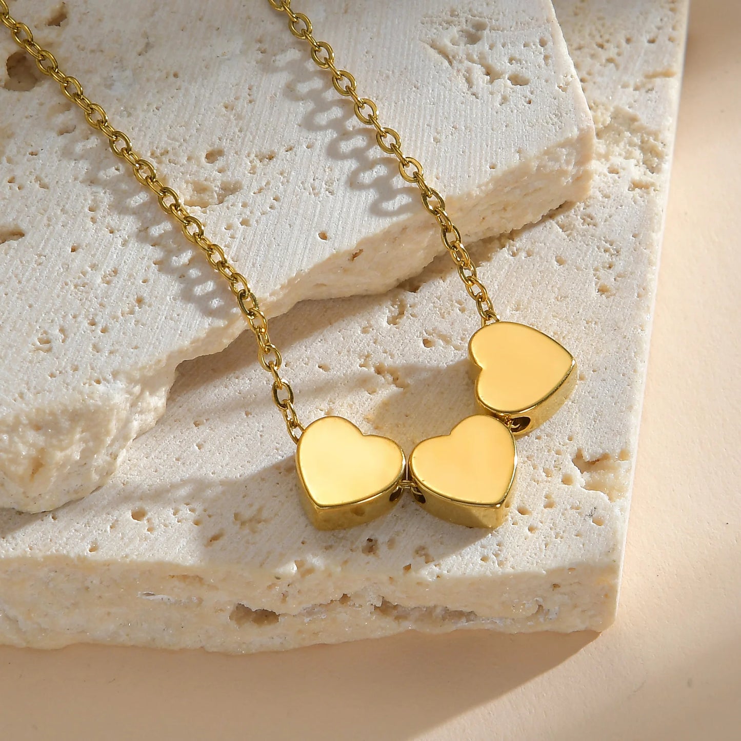 Triple Heart Gold Plated Necklace