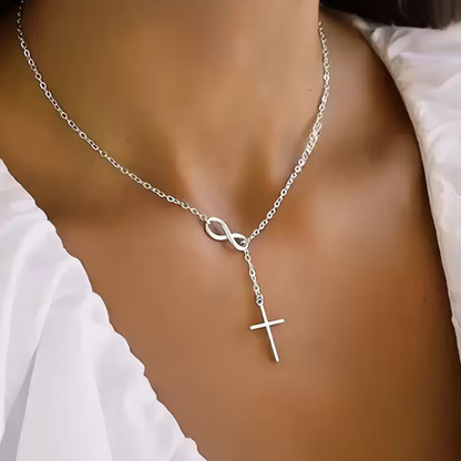 STAINLESS STEEL INFINITY CROSS NECKLACE