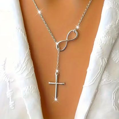 STAINLESS STEEL INFINITY CROSS NECKLACE