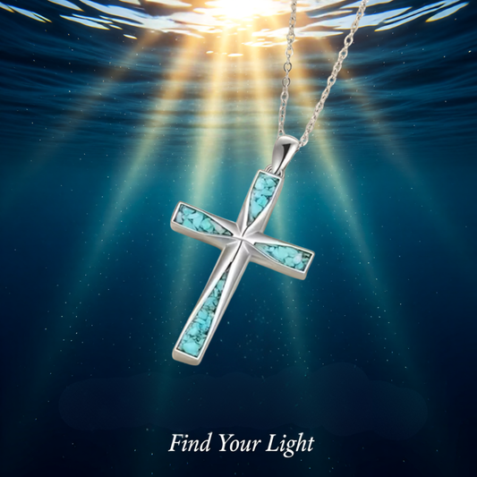 STAINLESS STEEL TURQUOISE PENDANT NECKLACE